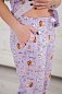 Костюм женский (жакет с коротким рукавом и брюки) из кулирки Рейчел / Фламинго акварель