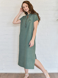  Женское платье "Лён" 1512-К / Зеленый