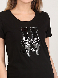 Женская футболка аппликация / Коты